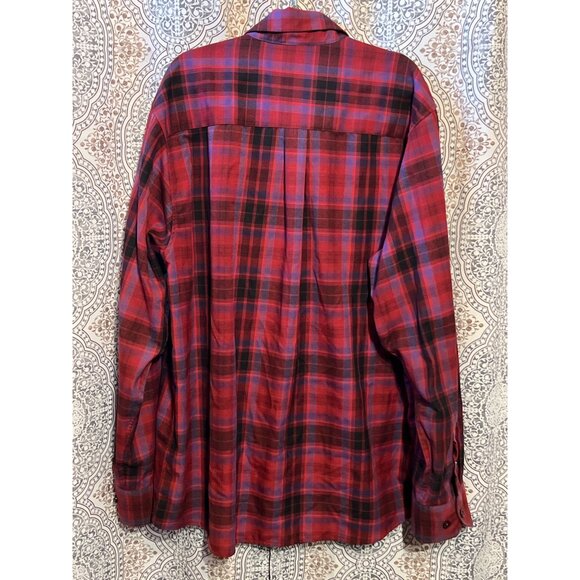 Dixxon Mens Red & Black Plaid Long Sleeve Flannel Shirt 2X Snap Buttons - Picture 3 of 11